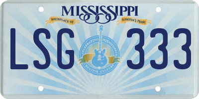 MS license plate LSG333
