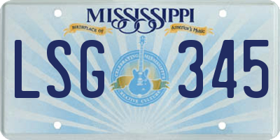 MS license plate LSG345