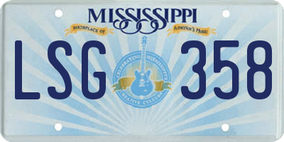 MS license plate LSG358
