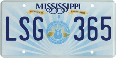 MS license plate LSG365
