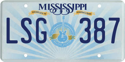 MS license plate LSG387