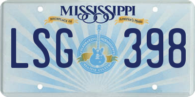 MS license plate LSG398