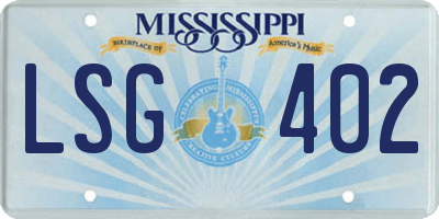MS license plate LSG402