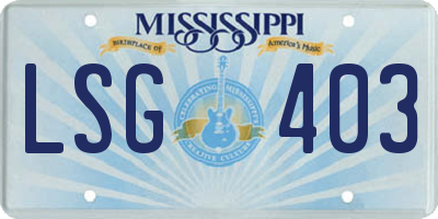 MS license plate LSG403
