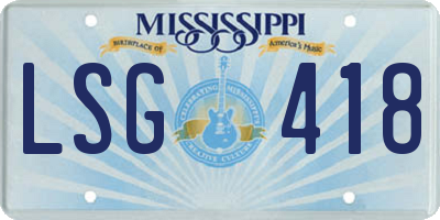 MS license plate LSG418