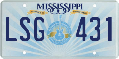 MS license plate LSG431