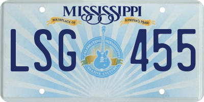 MS license plate LSG455