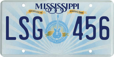 MS license plate LSG456
