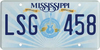 MS license plate LSG458