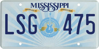 MS license plate LSG475