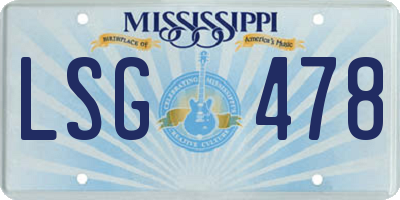 MS license plate LSG478