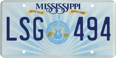 MS license plate LSG494