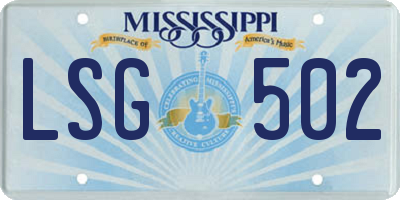 MS license plate LSG502
