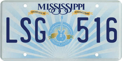 MS license plate LSG516