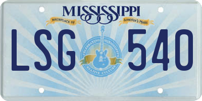 MS license plate LSG540
