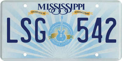 MS license plate LSG542