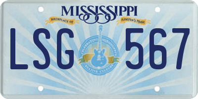 MS license plate LSG567