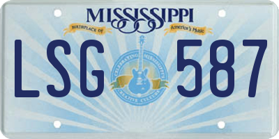 MS license plate LSG587