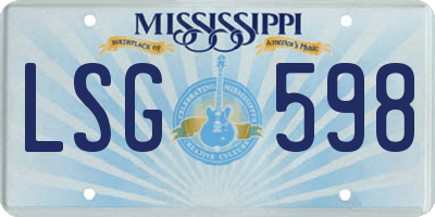 MS license plate LSG598