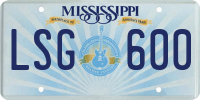 MS license plate LSG600