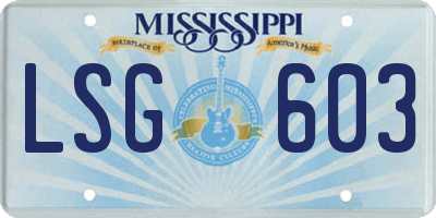 MS license plate LSG603