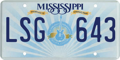 MS license plate LSG643