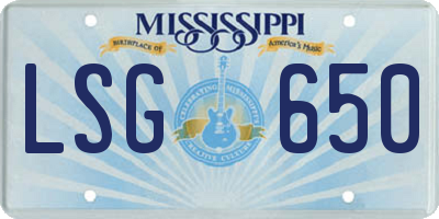 MS license plate LSG650