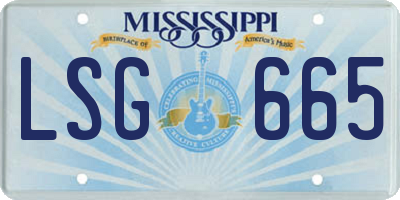 MS license plate LSG665