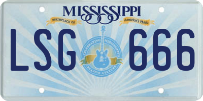 MS license plate LSG666