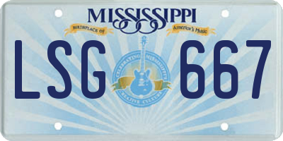 MS license plate LSG667