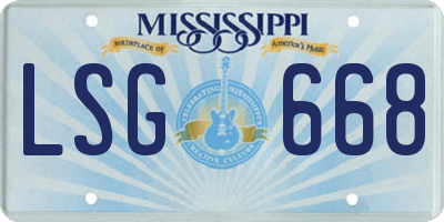 MS license plate LSG668