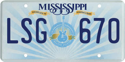 MS license plate LSG670