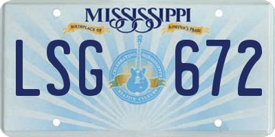 MS license plate LSG672