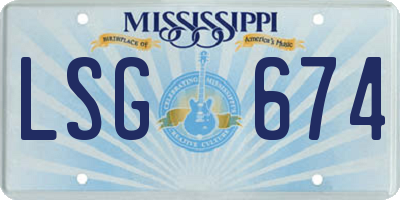 MS license plate LSG674