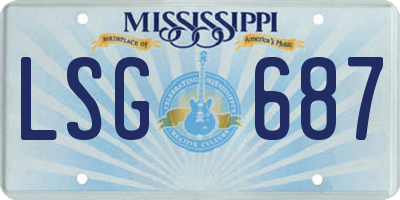 MS license plate LSG687