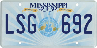 MS license plate LSG692