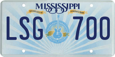MS license plate LSG700