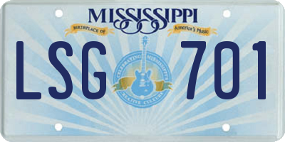 MS license plate LSG701