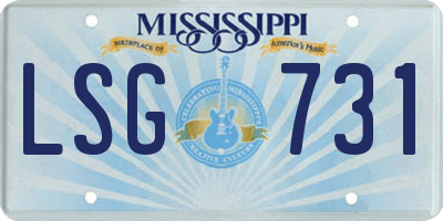 MS license plate LSG731