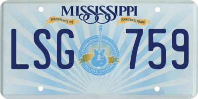 MS license plate LSG759