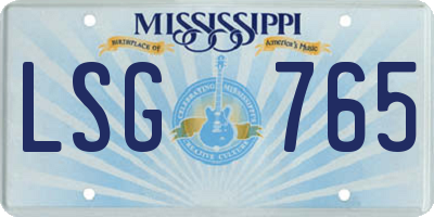 MS license plate LSG765