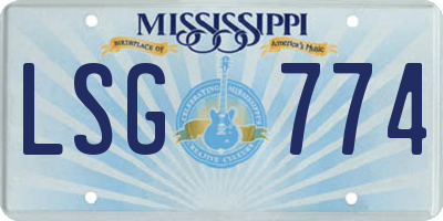 MS license plate LSG774