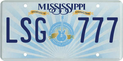 MS license plate LSG777