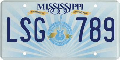 MS license plate LSG789
