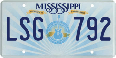 MS license plate LSG792