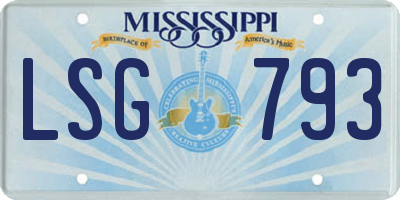 MS license plate LSG793
