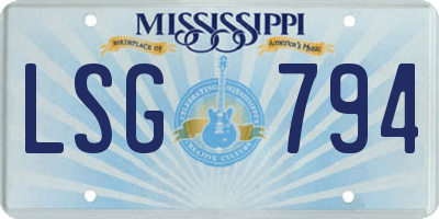 MS license plate LSG794