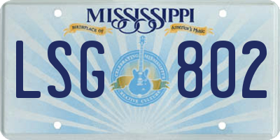 MS license plate LSG802