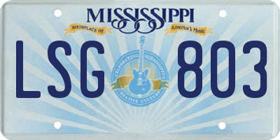 MS license plate LSG803