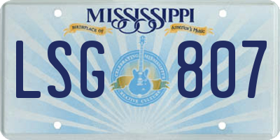 MS license plate LSG807